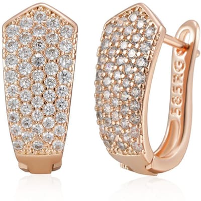Boucles d'oreilles anglaises couleur or rose pour femmes, entièrement brillantes, en zircon naturel, accessoires, bijoux de mariage, cadeaux pour la Saint-Valentin white
