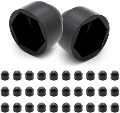 Set van 30 Zwarte Plastic Hex Moeren Beschermers voor M10 Schroeven en Bouten