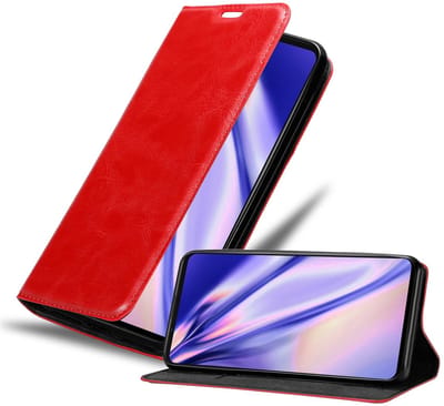 Cadorabo Hoesje geschikt voor ZTE Nubia PLAY 5G in APPEL ROOD - Beschermhoes met magnetische sluiting, standfunctie en kaartvakje Book Case Cover Etui
