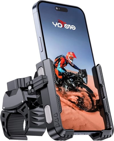 Universele Fiets- en Motor Telefoonhouder met Snelle Bevestiging en Anti-Schok Functie voor Smartphones van 4.5-7" zoals iPhone en Samsung (Grijs)