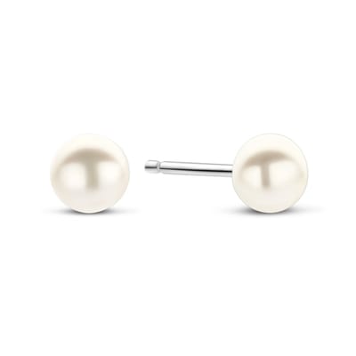New Bling - 9NB-1581-RH-4 - 925 zilveren oorknopjes met parel - 4-5 mm - rhodium plated