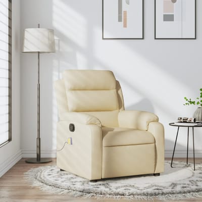 vidaXL Massagestoel met crèmekleurige stof