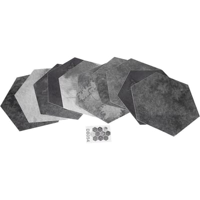 10 stuks Simulatie Zeshoekig Uniek Patroon Waterdicht Antislip Zelfklevende Tegel Vloersticker gray