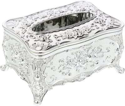 Stijlvolle Tissue Box Cover van Acryl in Europese Stijl voor Servetten en Papieren Doeken - Decoratieve Houder voor Thuisgebruik (Zilver)