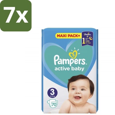 1 x Pampers – Luiers – Active Baby Maat 3 – 70 Luiers - Baby-luiers - Droge Billetjes - Huidbescherming - Luchtdoorlatende Luiers - Absorberende Luiers