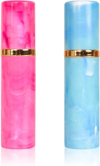 Set van 2 Refillable Travel Parfum Atomizers - 5ml Mini Flesjes, Lekvrij, Elegant Marmer Design, Perfect voor Handbagage en Portemonnee