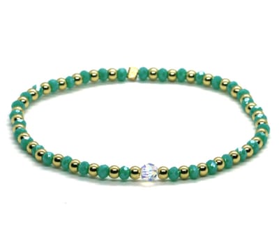 Heaven Eleven - Dames - armband - swarovski - turquoise - goud - rvs - turkoois - 3 mm - 17cm