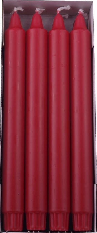 Dinerkaarsen - Bordeaux - 100% Stearine - 8 stuks - tafelkaars - per 2 verpakkingen