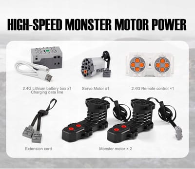 Mould King 13108D Hoonicorn musclecar motorset -Dus Alleen de motoren niet het model.