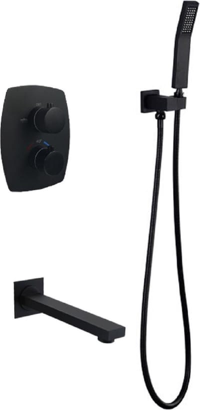 Mawialux thermostatische inbouw badkraan - Vierkant- Mat zwart - Udu
