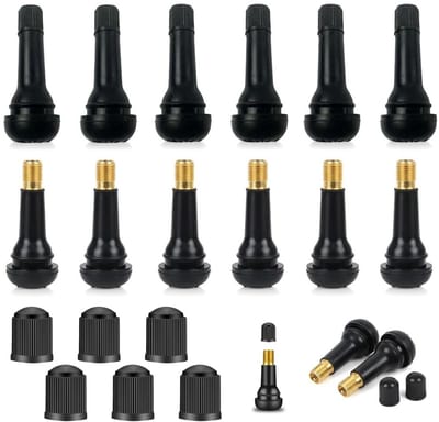 Dailygoods- Bandenventiel 12 Stuks - Rubber Ventielen - Snap-in Ventielen - Autoventiel - Zwart - Geschikt voor Velgen