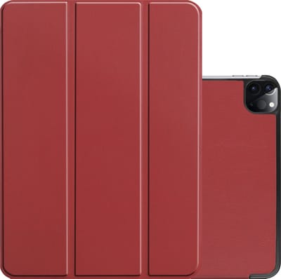 Hoes - Geschikt voor Apple iPad Pro (2022) - 11 inch - 4e generatie - Dun & Stevig - Trifold Bookcase - Hard Cover - Hardcover Book Case - Tablet Hoesje - Donkerrood