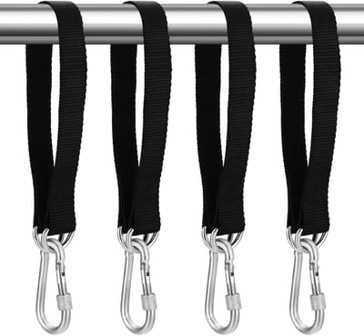 Set van 4 hangmatbanden 50×25 mm - inclusief karabiners en D-ringen - geschikt voor boomschommels en tuinhangmatten
