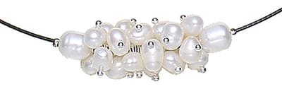Zoetwater parelketting White Oval Ball - echte parels - wit - zwart - zilver - magneetslot - luxe sieraden zakje - parelketting dames