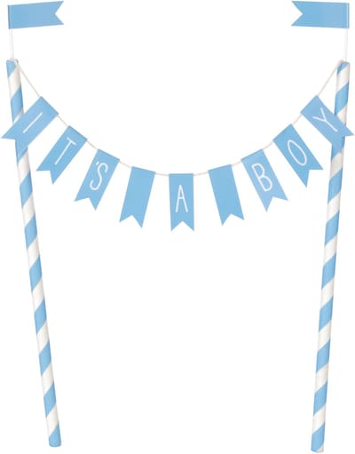 UNIQUE - Taarttopper "It's a boy" blauw 25 x 22,5 cm voor babyshower