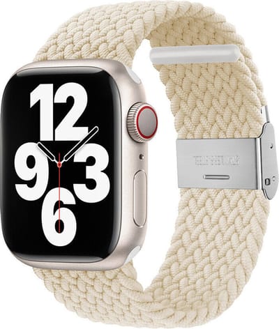 Strap-it nylon smartwatch bandje - geschikt voor Apple Watch Series 1/2/3/4/5/6/7/8/9/10/11/SE/SE2/SE3 - sterrenlicht - gevlochten bandje geschikt voor iWatch - maat: 38 / 40 / 41 / 42mm