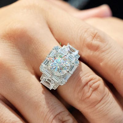 Huitan Geometrische Vierkante Vorm Ringen voor Vrouwen/Mannen met Briljante Zirkonia Koppels Ringen Bruiloft Verloving Mode Sieraden 9 beige