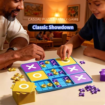 Strategisch Verbeterd Boter-kaas-en-eieren Spel voor Feestjes - X'en Tegen O' Bordspel voor Jongens, Meisjes en Gezinnen United States brown