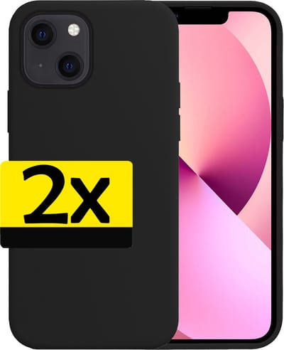 Hoesje - 2 Stuks - Geschikt voor Apple iPhone 14 - Sterk & Shockproof - Case Siliconen - Back Cover - Telefoon Hoes - Telefoonhoesjes - Zwart
