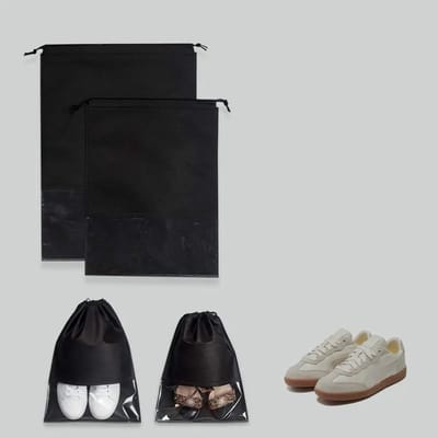 WiseGoods Luxe Schoenenzakken Set Van 10 - Waterafstotende Schoenentassen Voor Reizen & Opbergen - Travel Organizer 32x44 - Zwart