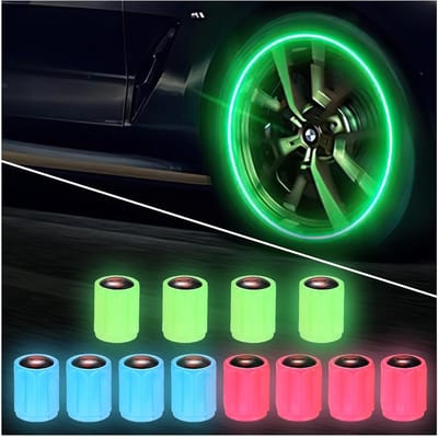 Fluorescerende Ventieldoppen voor Auto- en Fietstires, 12 Stuks, Universele Stofdichte Skulldoppen voor Motoren en Fietsen