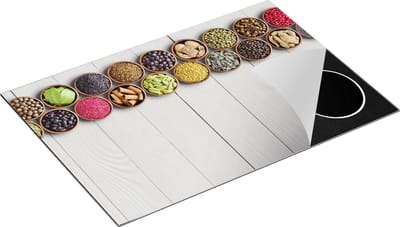Chefcare Inductie Beschermer Kruidenbakjes op een Houten Tafel - 75x50 cm - Afdekplaat Inductie - Kookplaat Beschermer - Inductie Mat