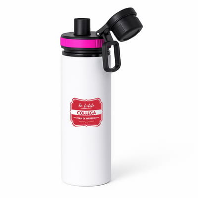 Hacebo® - De leukste collega van de wereld waterfles met draaidop roze - iemand die een collega is - beste ooit - werk - collega - verjaardagscadeau - kado - gift - geschenk - afscheidscadeau - welkomscadeau - water fles - 850ML