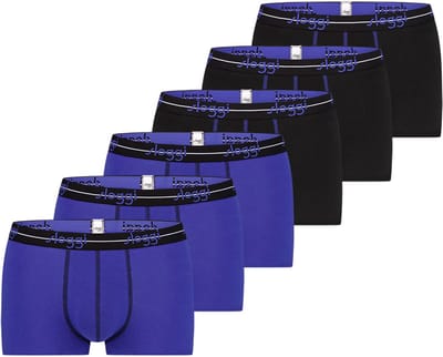 Sloggi Retro Short 6-Pack Heren Onderbroeken - Zwart/Blauw - Maat XL