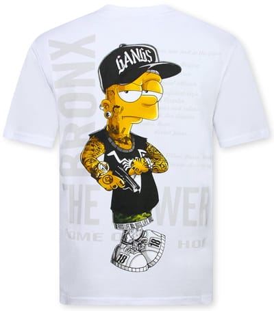 T shirt Heren - T shirt Heren met Print - T shirt Heren Grappig- Fun Shirts Simpsons -1982- Wit