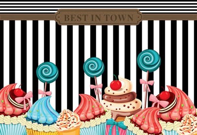 Fotobehang Cupcakes Retro | XL - 208cm x 146cm | 130g/m2 Vlies