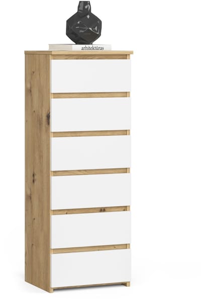 Ladekast CL6 met 6 Lades / AKORD Furniture Factory / Artisan Eik - Wit / 40x109x35 cm
