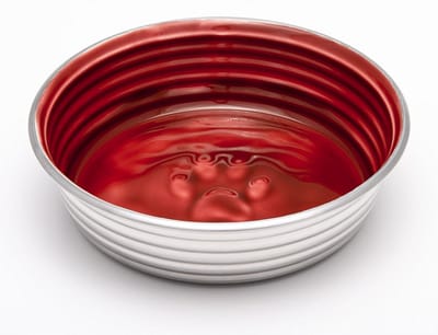 Antislip RVS Hondenbak met Geglazuurde Binnenkant - Vaatwasmachinebestendig - Bordeaux Rood