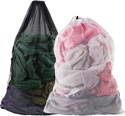 Extra grote wasnetzakken 70x90cm - 2 stuks, ideaal voor het wassen van kleding, lingerie en delicate stoffen in de wasmachine, zwart en wit
