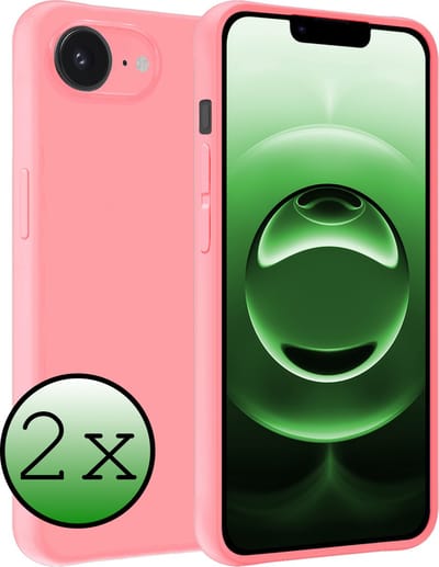 Hoesje 2 Stuks - Geschikt voor Apple iPhone 16e - Sterk & Shockproof - Case Siliconen - Back Cover - Telefoon Hoes - Lichtroze