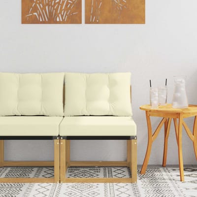 vidaXL - Buiten - Midden - Sofa - Massief - acaciahout - en - Textilene-stof - Wit