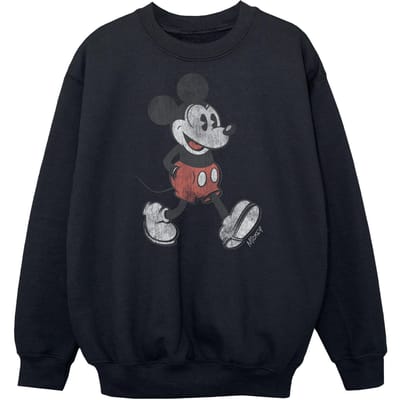Disney Jongens Wandelend Mickey Mouse Katoenen Sweatshirt (Zwart)