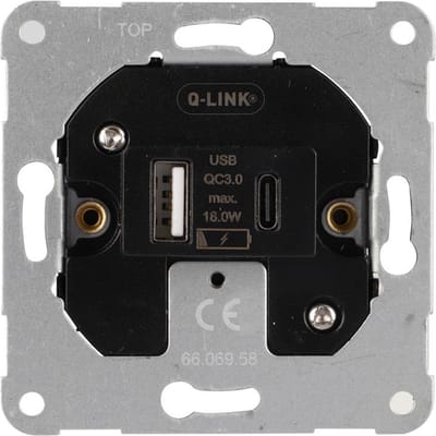 Q-Link inbouw charger element usb a/c universeel