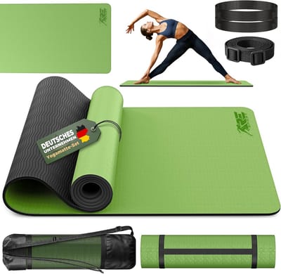 Yogamat - Antislip Fitnessmat en Gymnastiekmat - 183 x 61 x 0,6 cm - Vrij van Schadelijke Stoffen met Draagriem