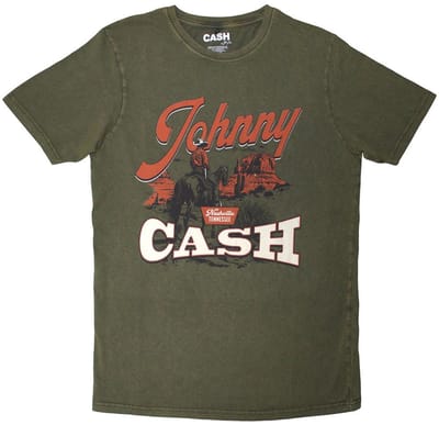 Johnny Cash - Desert Cowboy Heren T-shirt - S - Groen