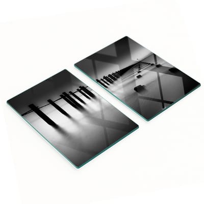 Keukenplanken van gehard glas met Fog Sea Pale-afbeeldingen, 2x40x52 cm
