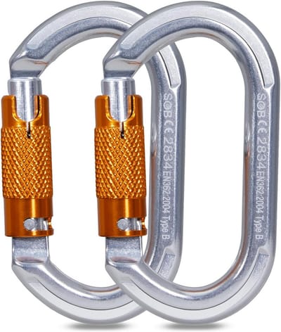 Klimkarabiners - Aluminium Haken - Bergbeklimmen - Hoge Trekkracht - 115 x 64 cm - Zilver
