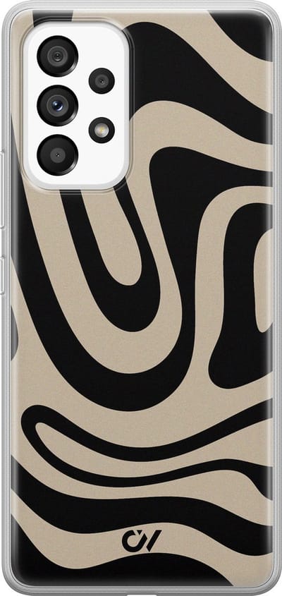 Hoesje geschikt voor Samsung Galaxy A53 hoesje - Abstract Black Waves - - Zwart - - Casevibes