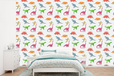 Behang - Fotobehang Patronen - Dino - Kinderen - Jongens - Kleuren - Kids - Jongen - Breedte 360 cm x hoogte 240 cm