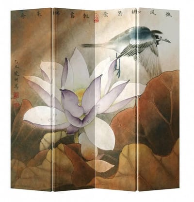 Fine Asianliving Chinees Kamerscherm Oosters Scheidingswand B160xH180cm 4 Panelen Retro Lotus