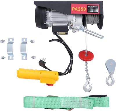 Elektrische Lier - Hefgereedschap Takel - Zwaar Werk Optillen - Dubbele Kabel Optie - Tot 500 kg 18m - Zwart Zilver