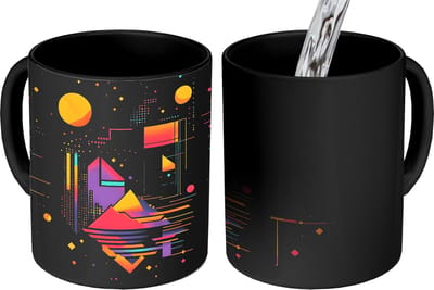 Magische Mok - Foto op Warmte Mokken - Koffiemok - Abstract - Vormen - Lijnen - Kleurrijk - Magic Mok - Beker - 350 ML - Theemok