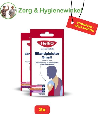 2x Heltiq - Eilandpleister Small - 8 stuks - 5 x 7,5 cm - Voordeelverpakking!