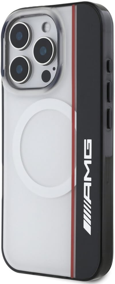 AMG iPhone 16 Pro Back cover case - Magsafe - Double Layer - Red Line - White