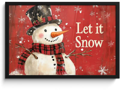 Poster in lijst - Fotolijst 60x40 cm - Posters - Sneeuwpret - Winter - Sneeuwpop - Posterlijst zwart - Decoratie - Wanddecoratie woonkamer - Muurdecoratie slaapkamer