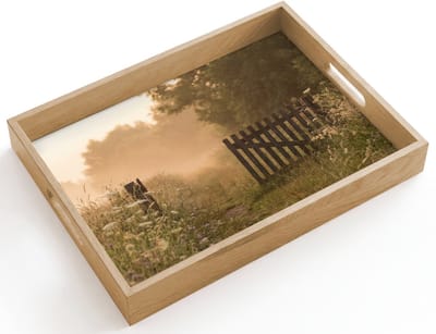 Dienblad hout 40x30 cm - Schootdienblad - Hek - Natuur - Mist - Veld - Borrelplank rechthoek - Plateau dienbladen